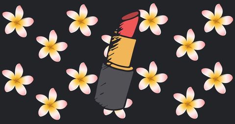 Lipstick with Floral Pattern on Black Background - Download Free Stock Images Pikwizard.com