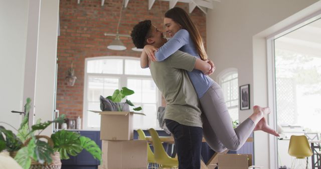 Young Married Couple Celebrating Moving into New Loft Stap - Download Free Stock Images Pikwizard.com