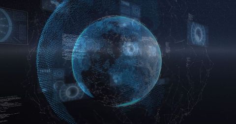 Digital Interface with Scanning Data Over Earth - Download Free Stock Images Pikwizard.com