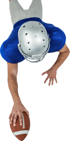 Transparent american football player diving with ball