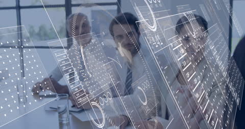 Concept of Data Processing with Business Team in Modern Office