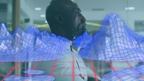 Businessman Imagining Digital Zukunft with Futuristic Technology Overlay