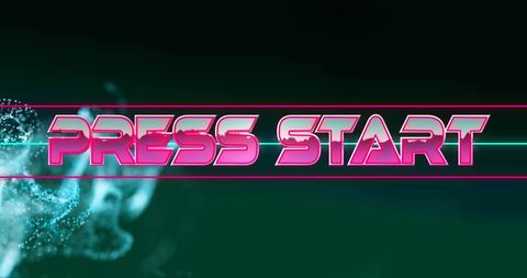 Futuristic Press Start Banner with Digital Wave