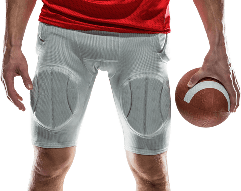 Transparent sports player holding football against white background