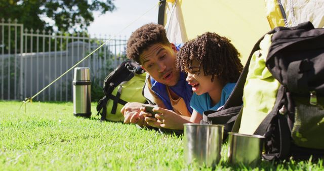 Young Couple Enjoying Camping Trip in Backyard Tent - Download Free Stock Images Pikwizard.com