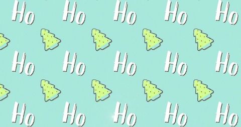 Playful mint christmas tree and ho seamless pattern for festive wrapping paper
