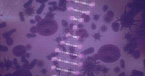 Dna strand with cells and microorganisms scientific background