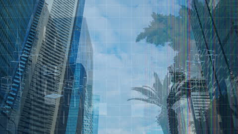 Futuristic Digital City Landscape with 3D Rendering