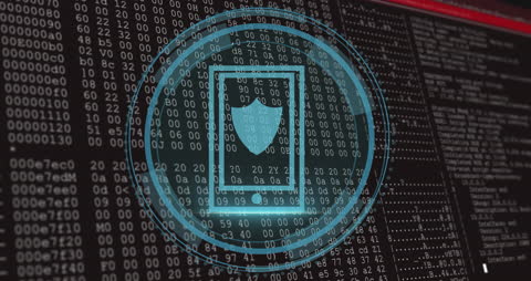 Cybersecurity Shield Monitoring Digital Data