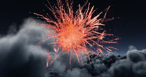 Red Fireworks contrasting against Dark Night Sky and Clouds - Download Free Stock Images Pikwizard.com