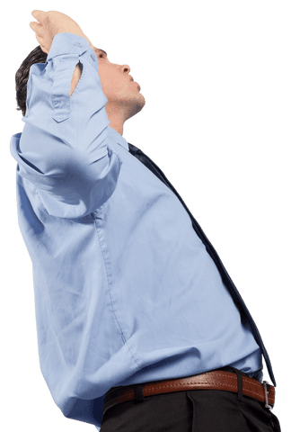 Confident Businessman Raising Arms Transparent Background