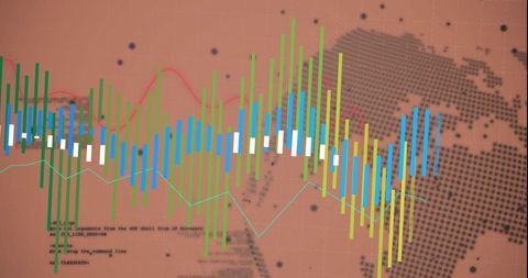 Digital Data Analysis Over World Map with Graphs and Codes - Download Free Stock Images Pikwizard.com