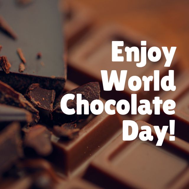 World Chocolate Day Celebration Message with Chocolate Bars Background - Download Free Stock Templates Pikwizard.com