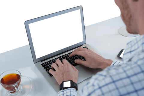 professional male using transparent screen laptop in office - Download Free Stock Videos Pikwizard.com