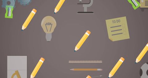 Floating School Supplies Icons on Colorful Background - Download Free Stock Images Pikwizard.com