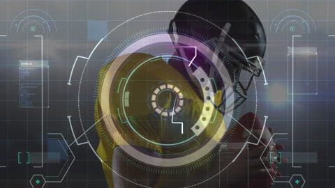High-Tech Interface with American Football Player