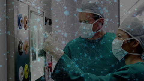 Doctors Analyzing Digital Data Network Interface