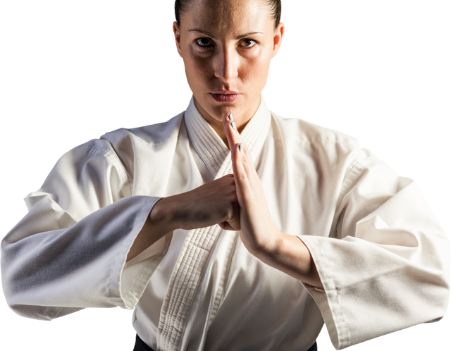 Transparent Background Portrait of Female Martial Artist in Hand Salute - Download Free Stock Videos Pikwizard.com