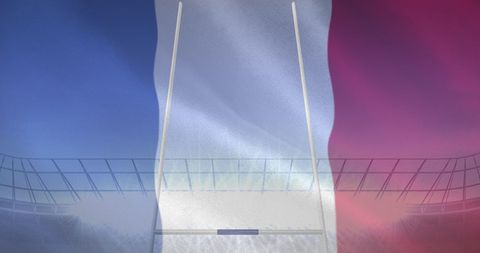 Rugby Stadium with French Flag and Falling Confetti Effect