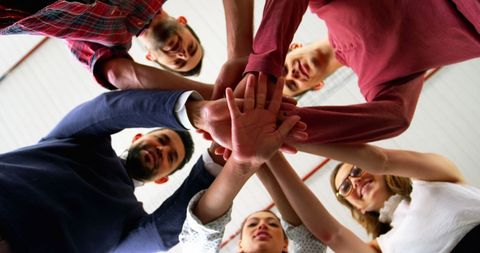 Diverse Team Building Unity through Hand Stack Gesture - Download Free Stock Images Pikwizard.com