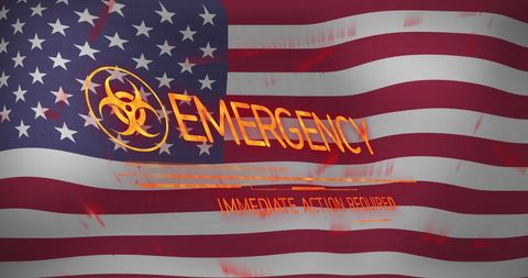 Emergency Hazard Alert on USA Flag Background - Download Free Stock Images Pikwizard.com