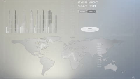 Futuristic Data Interface with Global Map Animation