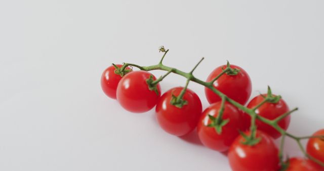 Image of fresh cherry tomatoes with copy space on white background - Download Free Stock Photos Pikwizard.com