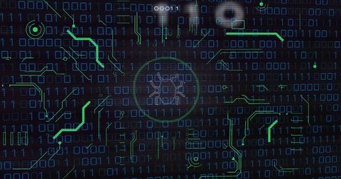 Binary Code with Bug Icons Show Cybersecurity Threats - Download Free Stock Images Pikwizard.com