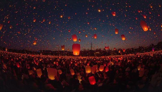 Lantern festival at dusk symbolizes community and unity