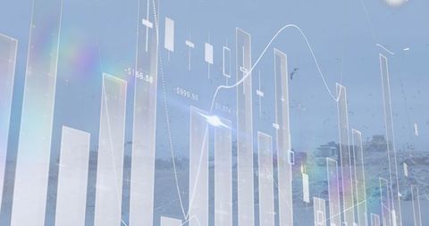 Financial data visualized over ecological waste management