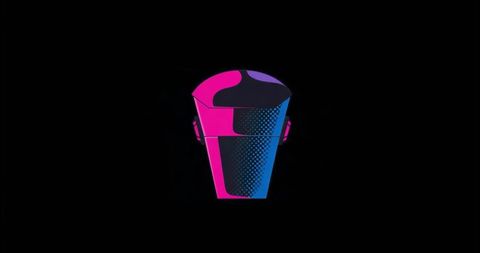 Neon cyberpunk helmet against black background