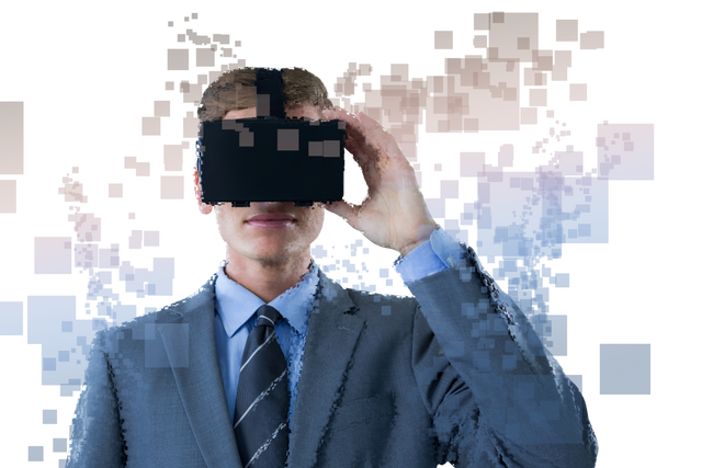 Caucasian Businessman Immersed in Virtual Reality Transparent Background - Download Free Stock Videos Pikwizard.com