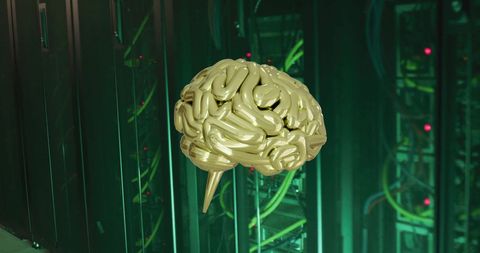Golden Brain Representing Artificial Intelligence in Data Center - Download Free Stock Images Pikwizard.com