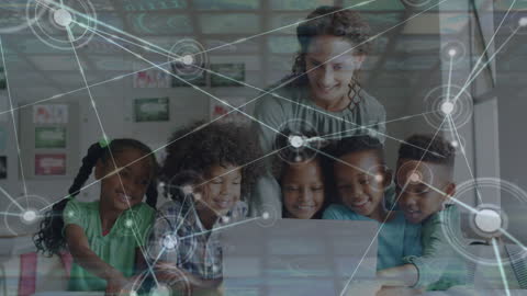 Diverse Schoolchildren Embracing Technology in Classroom