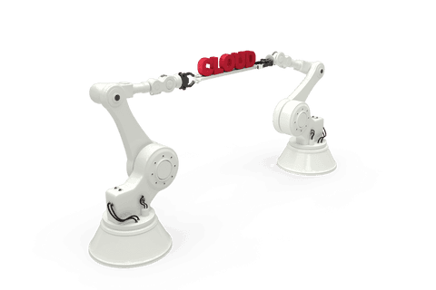 Robots Holding Cloud Text on Transparent Background Concept