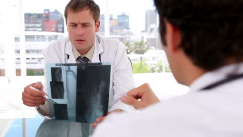 Doctors Analyzing X-ray in Modern Office