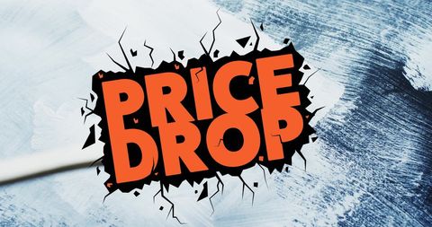 Dynamic price drop alert with artistic paint background