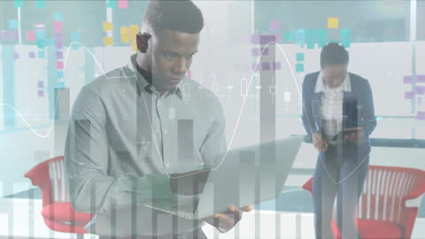 Business Team Analyzing Data with Laptop in Modern Office