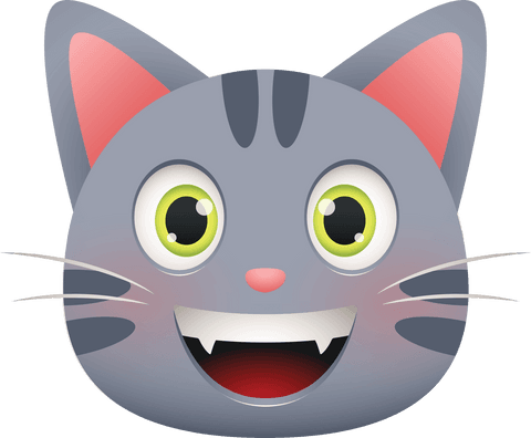 cheerful grey cat face on transparent background - Download Free Stock Videos Pikwizard.com