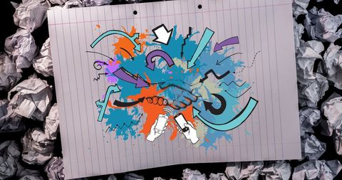 Creative Colorful Doodles on Lined Notebook Paper - Download Free Stock Images Pikwizard.com