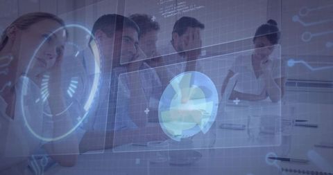 Tired Professionals Reviewing Holographic Technology Insights