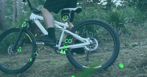Electric Mountain Bike Enthusiast Pedaling Forest Trail