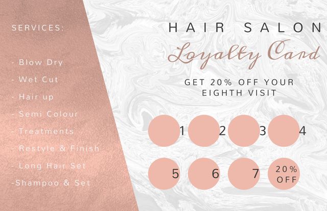 Elegant Hair Salon Loyalty Card Template with Marble and Rose Gold Design - Download Free Stock Templates Pikwizard.com