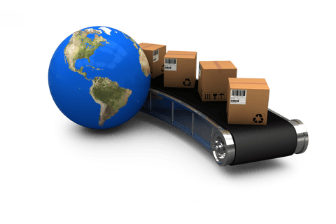 Globe with Shipping Boxes on Conveyor Belt Transparent Design - Download Free Stock Videos Pikwizard.com