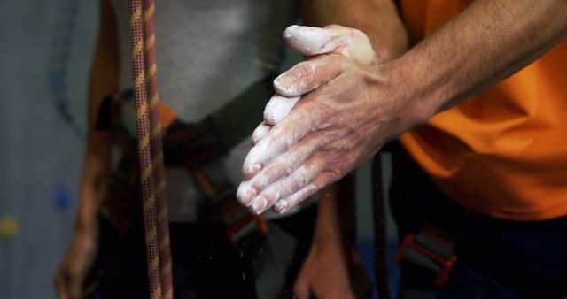 Caucasian Man Preparing for Wall Climbing with Chalked Hands - Download Free Stock Images Pikwizard.com