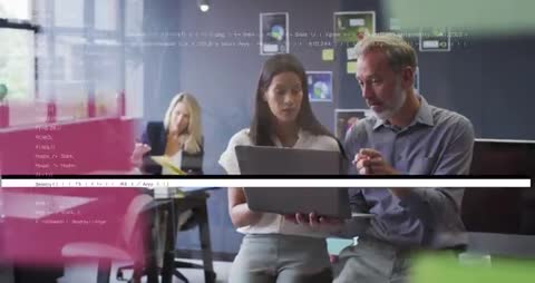 Team Analyzing Data with Coding Glitch Interface Representation