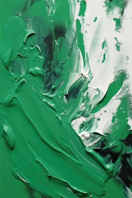 Close up of white and green paints background, created using generative ai technology. Paint, pattern, colours and background concept digitally generated image.
