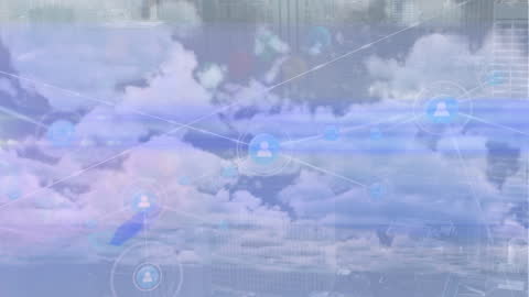 Digital Global Connections Overlay Sky Background