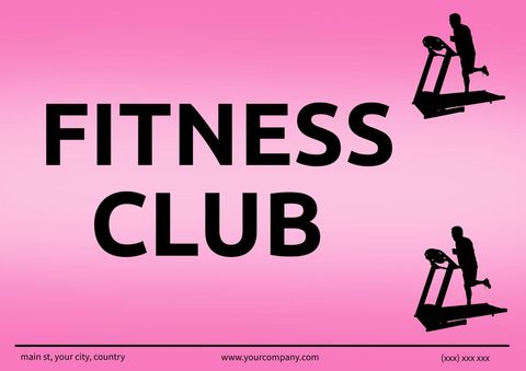 fitness club promotion banner with treadmill silhouettes - Download Free Stock Templates Pikwizard.com
