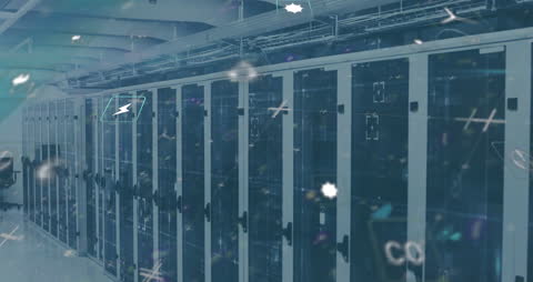 Digital Animation in Server Room Emphasizing Global Business